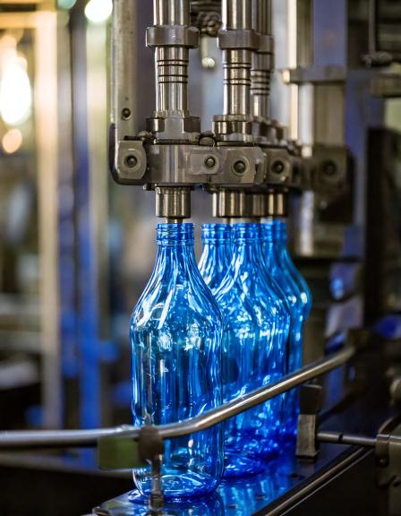 Firefly machine making blue glass bottles 12903